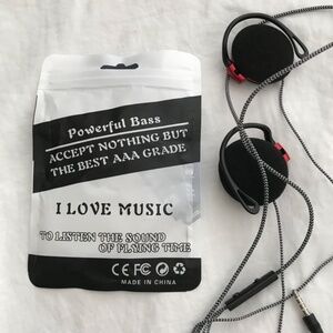 Shini Music Earphones Red Black Audio Jack